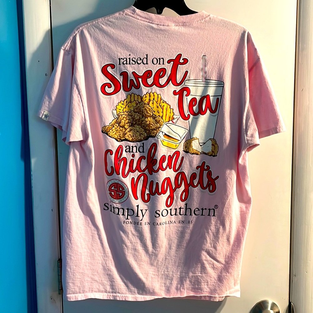 Simply Southern pale pink short sleeve sweet tea & nuggets